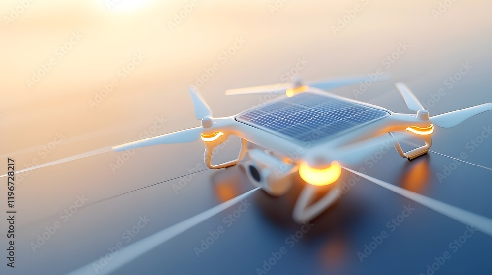 Aufkleber advanced solar powered drone with dynamic angles on isolated white background