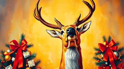 Majestic deer with Christmas decor.