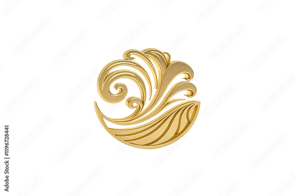Fototapete a golden wave-like design with intricate, flowing curls and patterns, creating a sense of elegance, 