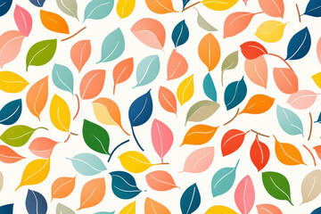 Cotton fabric Colorful floral seamless leaf pattern with organic shapes and bright autumn tones