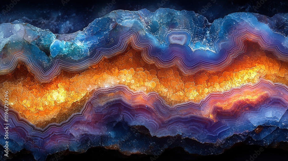 Poster fiery celestial landscape: a dynamic abstract artwork with vibrant colors and intricate textures