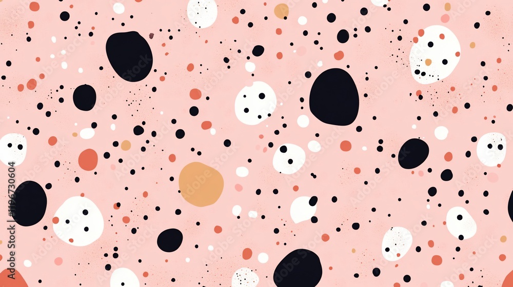 Poster Abstract Pink Dots and Circles Seamless Pattern Design