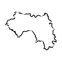 Guinea country simplified map. pencil sketch