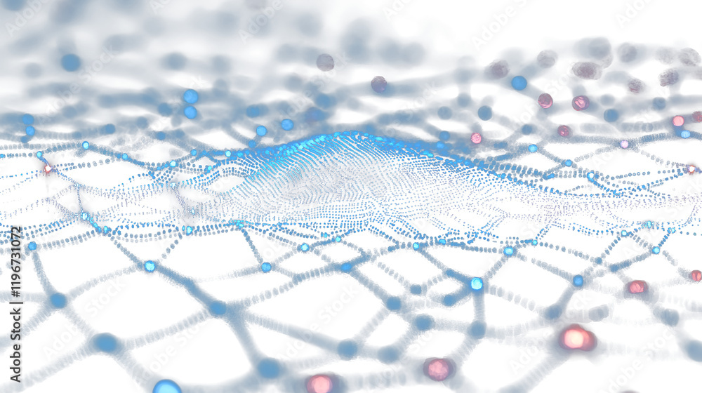 Poster artificial intelligence in a network connection. structural transmission of information. 3d renderin