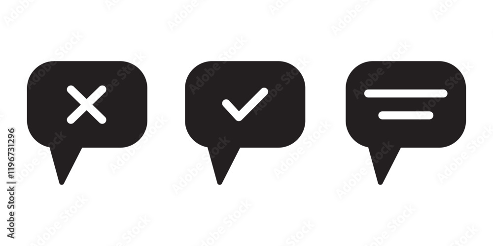 Aufkleber chat icon vector in tick and cross symbol, speech bubble. message. chat vector icon. text message ic