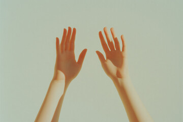 Obraz premium Reaching for the Sky: Two bare hands reaching upwards, symbolizing hope, aspirations, and the boundless potential that lies within us all. The image evokes feelings of liberation, growth.