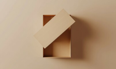 A top-angle view of a cardboard box, open with flaps out, against a neutral background.