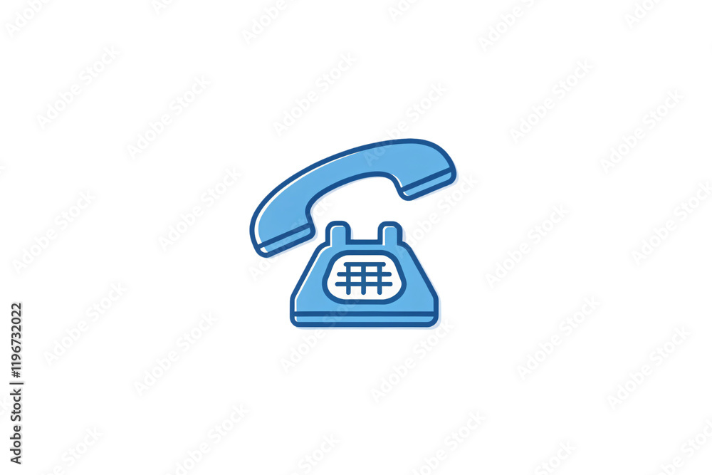 Poster stylized retro blue phone with a lifted receiver, encapsulating accessibility and timeless communica