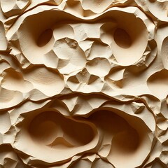 Abstract textured relief sculpture in beige.