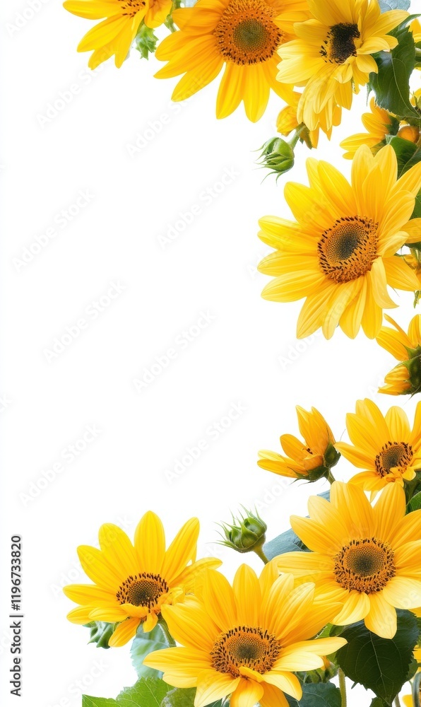 Leinwandbilder bright sunflowers arranged in a vibrant display with ample space for text and creativity. generative