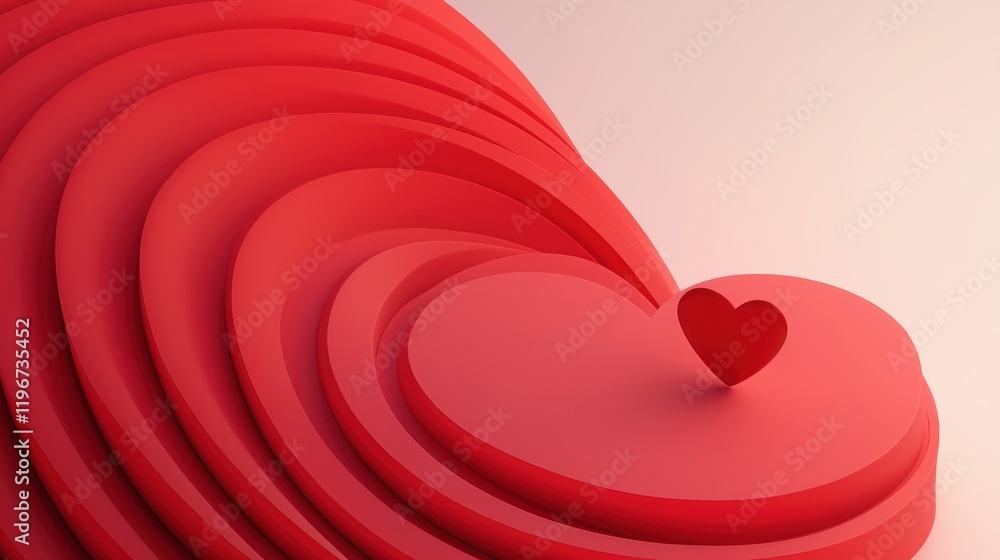 Poster a vibrant display of layered red hearts creating a visually appealing and romantic theme, symbolizin