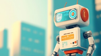 Naklejka premium Futuristic Healthcare Robot Performing Diagnostic Procedures in Clinic with