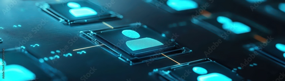 Poster intricate closeup of computer chip, exploring the complexities of modern technology