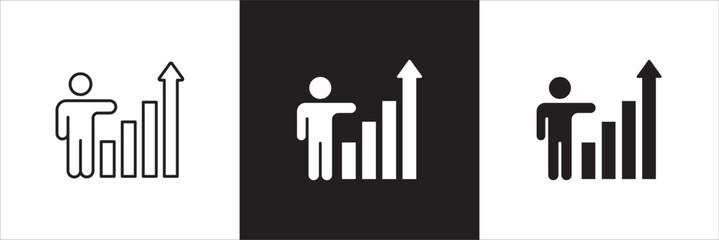 Business improvement icon. Business growth management symbol. Icon that represent of development, setting, increase, grow up, program, progress. Vector stock illustration