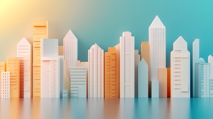 Obraz premium Futurystyczny, inteligentny panoramę miasta z awangardową architekturą w 3D
