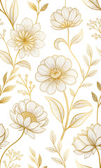 Fototapeta premium Floral Seamless Pattern with Vintage Decor and Nature Elements