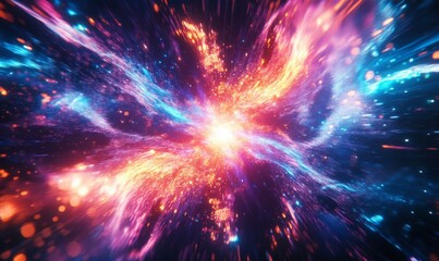 Fototapeta premium Abstract futuristic background with blurry glowing wave and neon lines. Spiritual energy concept, digital fantastic wallpaper