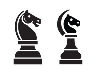 Horse chess piece line art vector illustration.