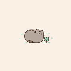 Pusheen with leaf