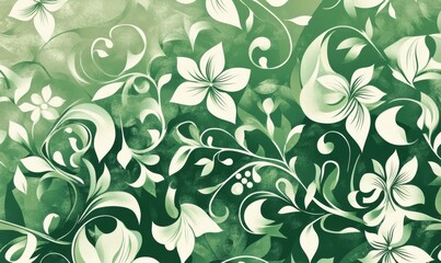 Abstract Green and White Floral Pattern