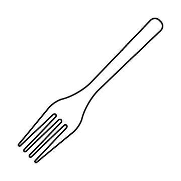 recommend clip art: Simple line art drawing fork, outline fork for food