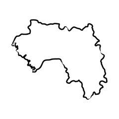 Guinea country simplified map. pencil sketch