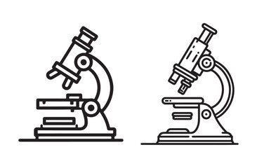 Microscope line art black and white vector illustration line art.