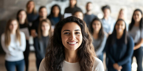 Obraz premium Group of smiling individuals at a community event indoors