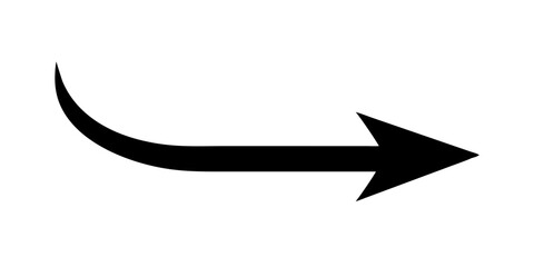 A black curved right-pointing arrow on a white background