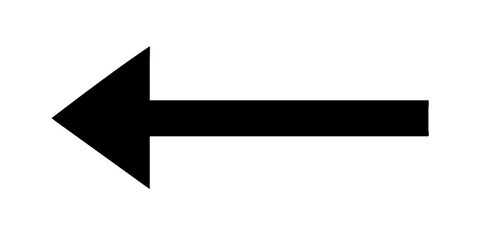 A simple, black left-pointing arrow on a white background