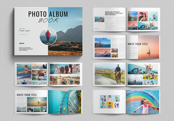 Photo Album Book Template Design Brochure Layout Landscape