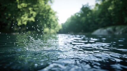Calm River Flowing Through Forest