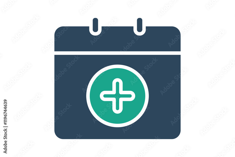 Poster add calendar icon. solid icon style. icon related to time and date. time elements vector illustratio