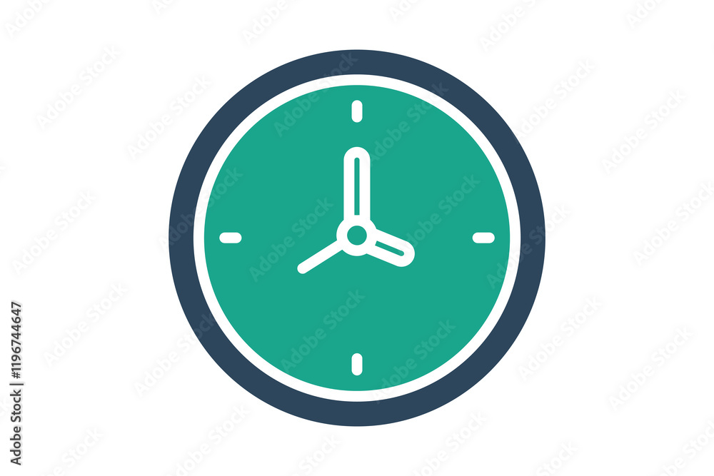 Poster clock icon. solid icon style. icon related to time and date. time elements vector illustration