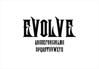 Evolve font for logo and headline. Isolated vector typeset