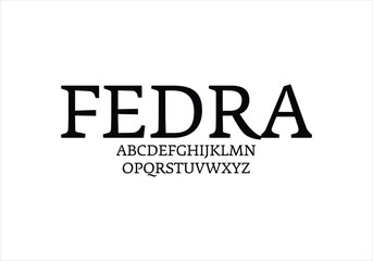 Fedra font for logo and headline. Isolated vector typeset