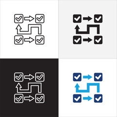 Business development process icon. Icon that represent of production step, process, setting, increase, grow up, program, progress. Vector stock illustration