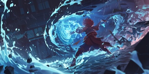 Water Magic Hero in Action