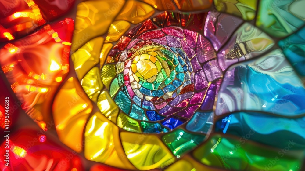 Aufkleber stained glass window colorful abstract background with geometric patterns