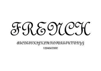 French font for logo and headline. Isolated vector typeset