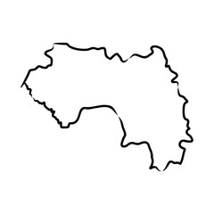 Guinea country simplified map. pencil sketch