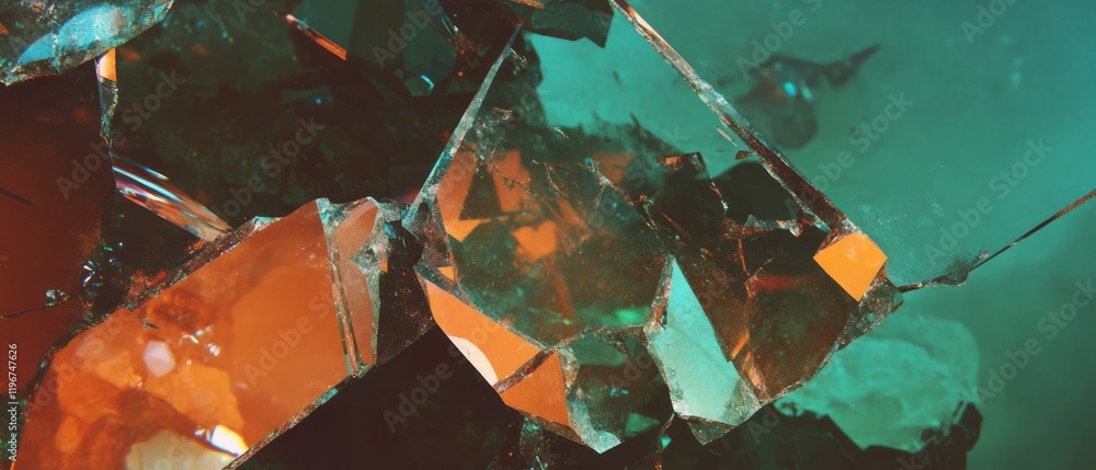 Aufkleber cracked glass displaying sharp edges and fragmented reflections with an artistic flair
