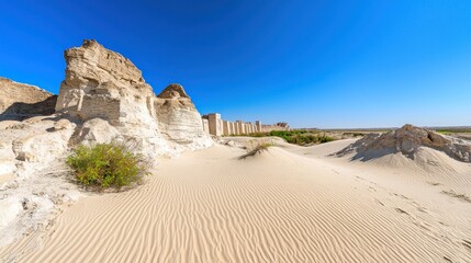 Ancient Desert Ruins under Bright Sun