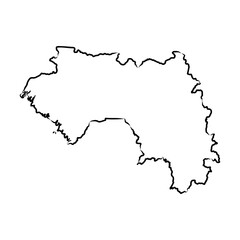 Guinea country simplified map. pencil sketch