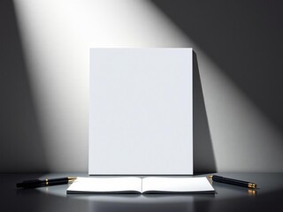 Closeup notebook blank pages sleek pen mockup design display textures lighting, lighting, sleek, textures