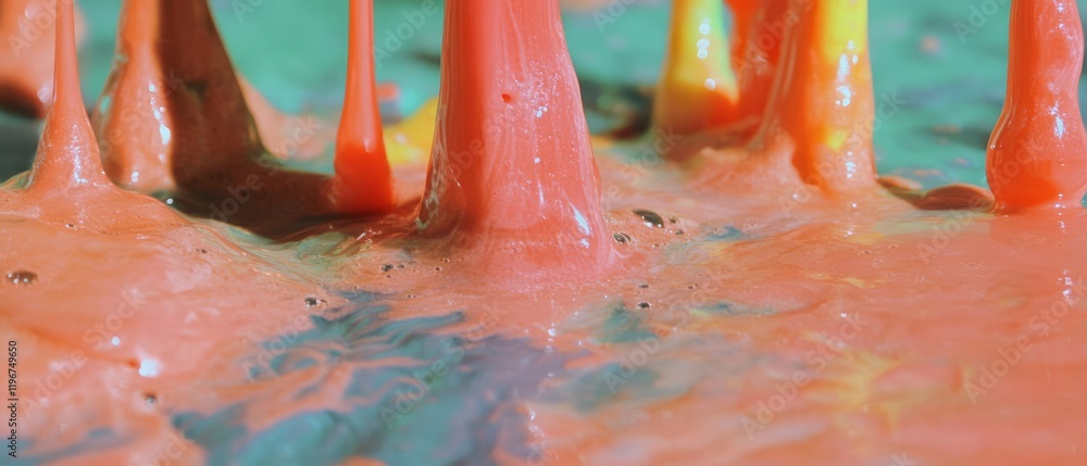 Aufkleber Melting crayon art drips create colorful patterns from heat source on a vivid background