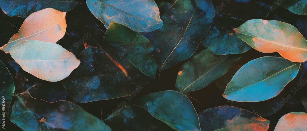 Aufkleber crayon rubbing reveals intricate textures and patterns on vibrant leaves in natural setting