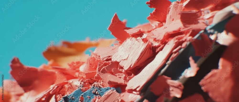Poster colorful crayon shavings combine with clay for a textured artistic sculpture creation