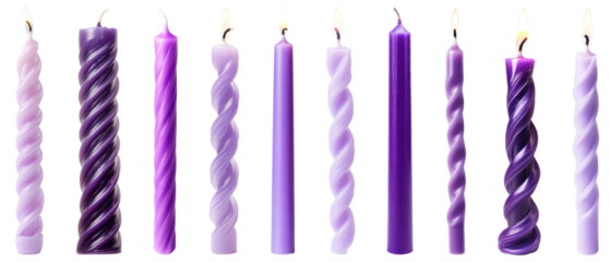 PNG Purple candles elegant variety, element set on transparent background