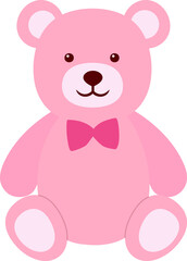 Valentine's Day cute Pink little teddy bear flat vector.
For celebrating Valentine's Day, wedding or birthday.
Valentine's Day icon element Isolated.